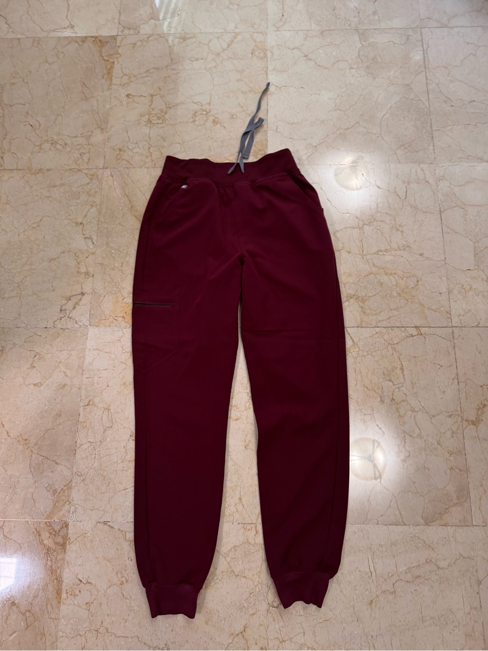 Figs women Burgundy Jogger Pants with Cargo Zip